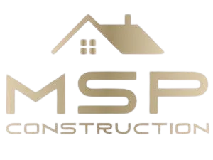 Gold MSP Construction logo with a house roofline and window above the letters MSP and the word CONSTRUCTION